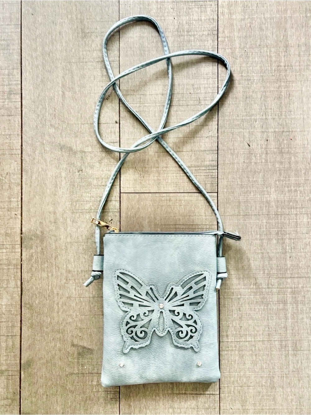 4 for $25- Y2K Butterfly Crossbody Bag in Dusty Blue